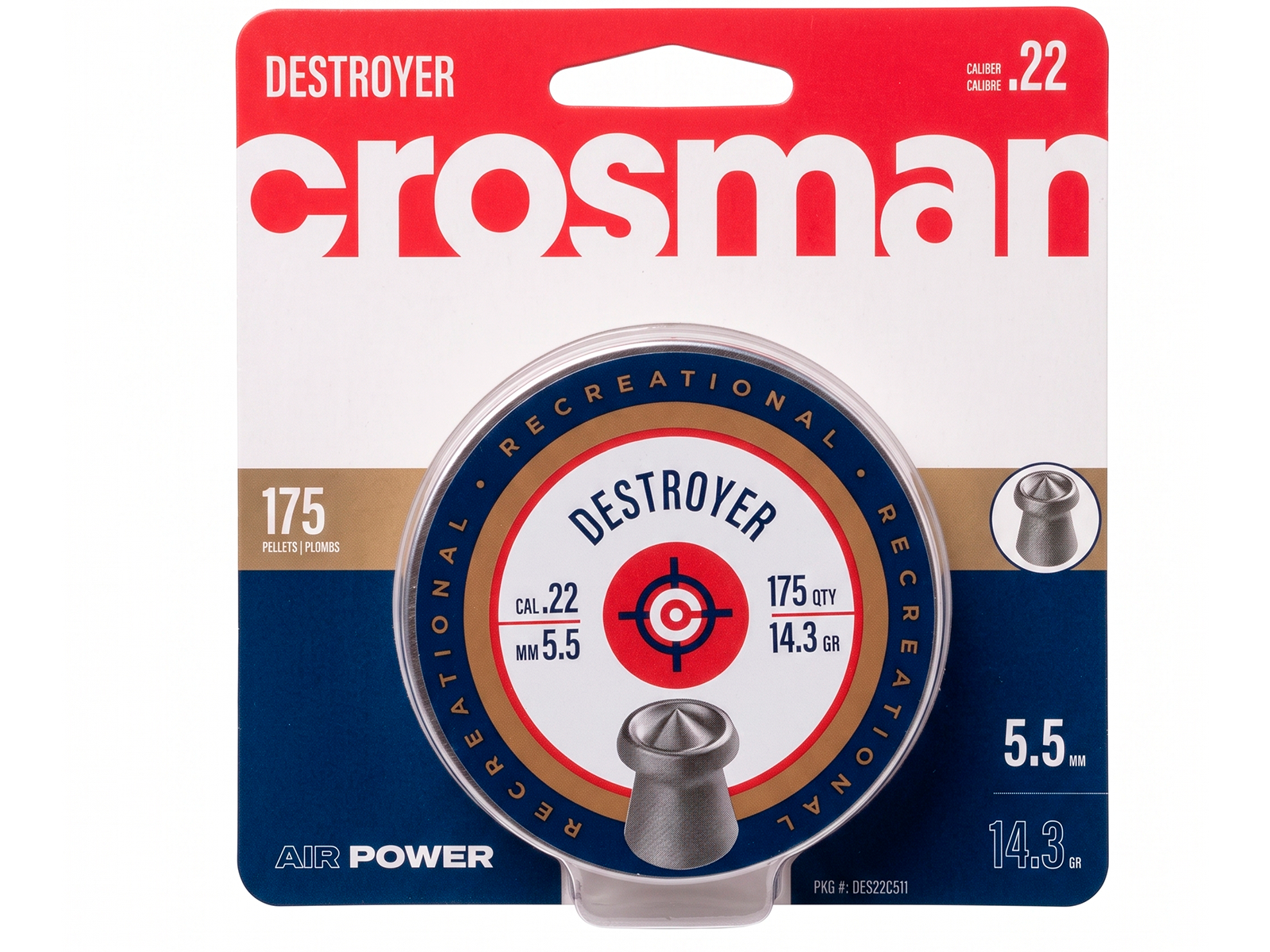 Lata de diabolos Crosman Destroyer expansivos calibre 5.5mm 175 piezas