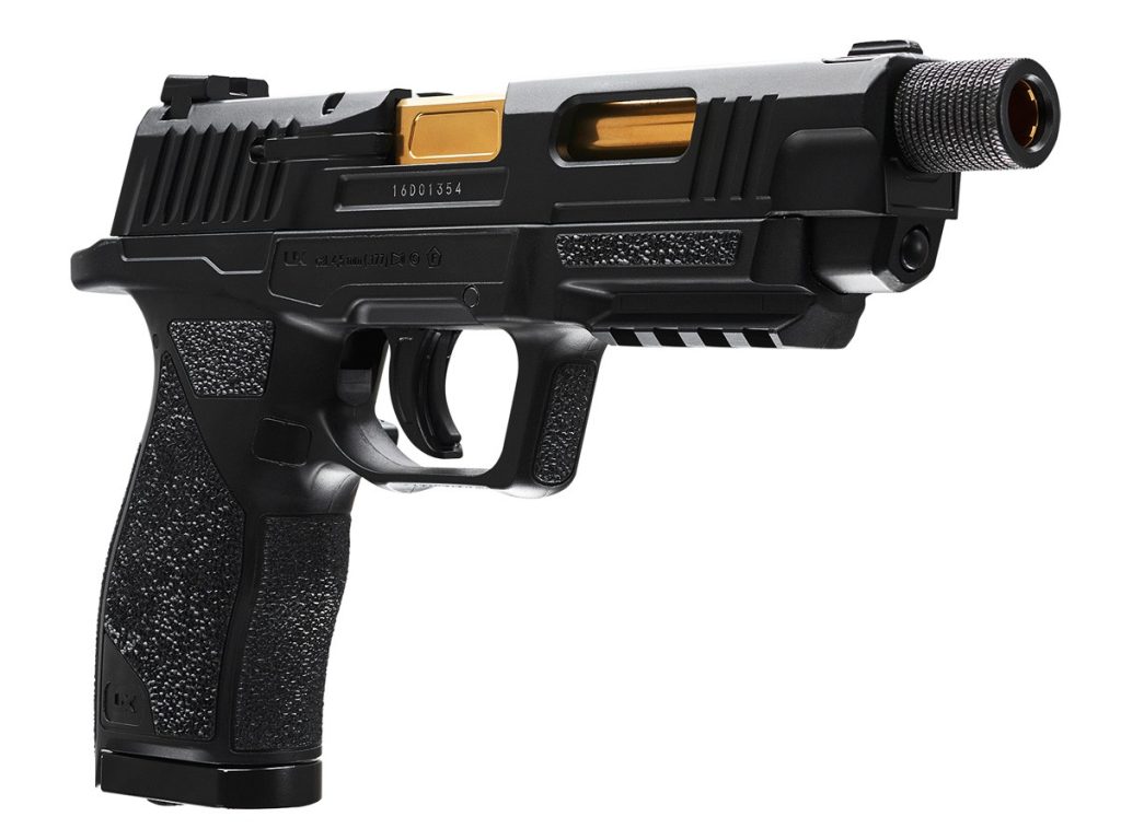 Pistola Umarex SA10 corredera abierta cañón dorado