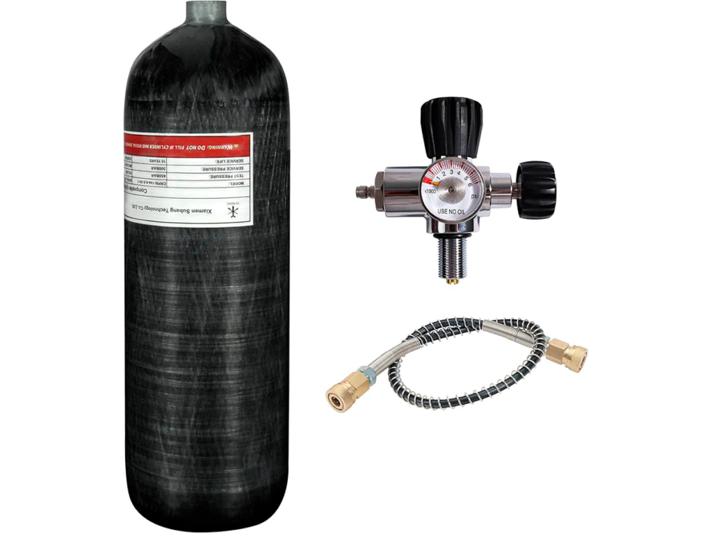 Cilindro tanque Tuxing de fibra de carbono de 6.8 litros a 300 bar de alta presión para llenado de rifles PCP.