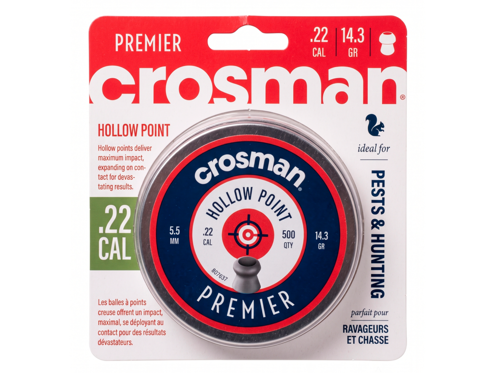 Lata de diabolos Crosman Hollow Point Premier 5.5mm 500 piezas